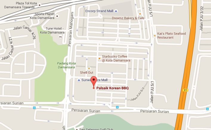 Palsaik Korean BBQ, Giza Mall at Kota Damansara google map