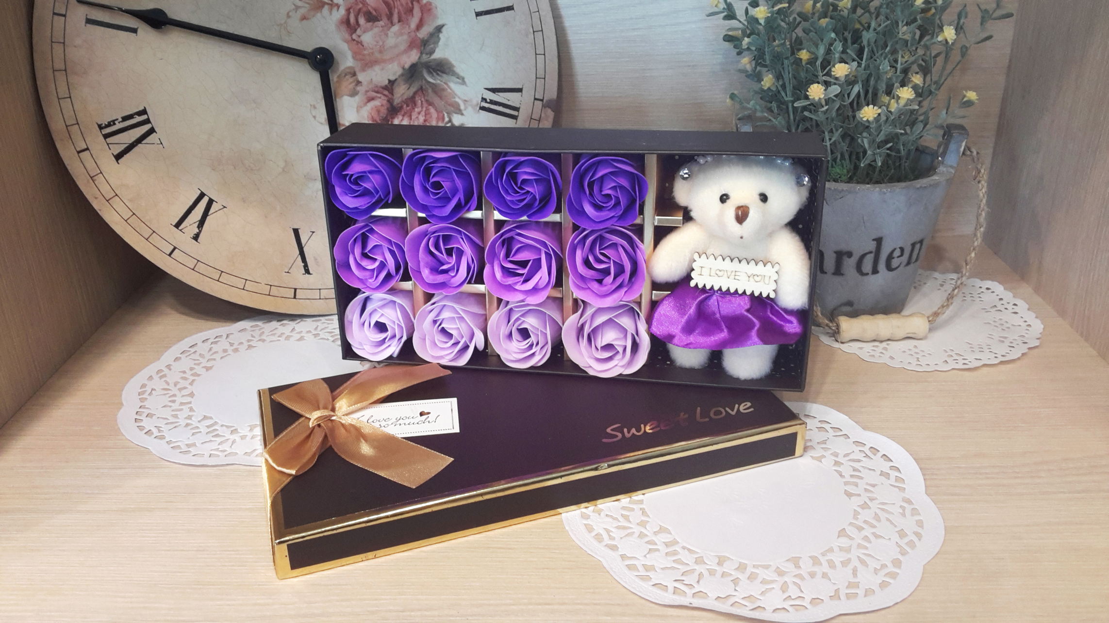 soap flower-box-purple